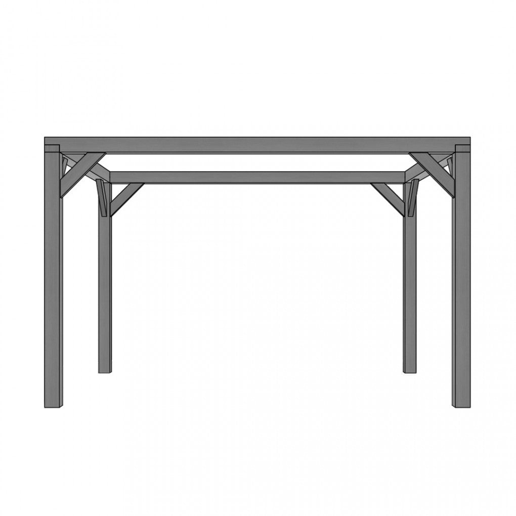 Vuren pergola houtpakket 300 x 400 cm t.b.v. strakdoek 292 x 392 cm, zwart gedompeld.