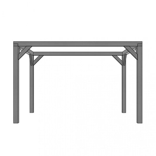 Vuren pergola houtpakket 300 x 400 cm t.b.v. strakdoek 292 x 392 cm, zwart gedompeld.