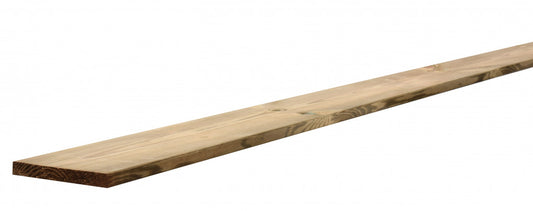 Grenen geschaafde plank met rechte hoeken 2 x 20 x 180 cm, groen geïmpregneerd.