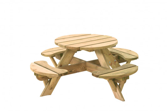 Kinderpicknicktafel rond Jimmy, doorsnede blad 63 cm, groen geïmpregneerd.