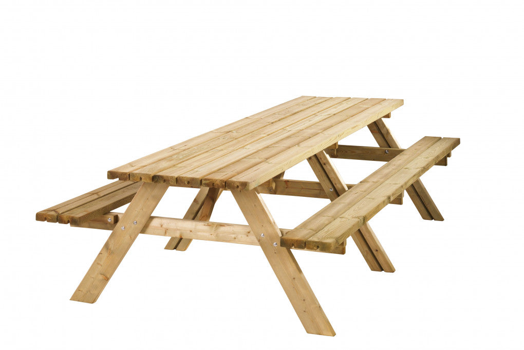 Picknicktafel Lange Jan, 40 mm dik, bladmaat 300 x 70 cm, groen geïmpregneerd.