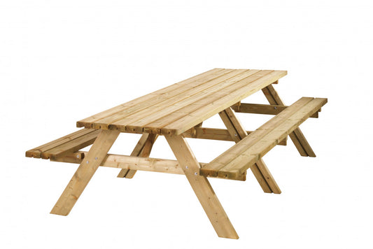 Picknicktafel Lange Jan, 40 mm dik, bladmaat 300 x 70 cm, groen geïmpregneerd.