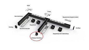 Aquadrain afvoergoot eindstuk met 50 mm afvoer 65/10